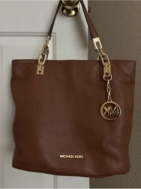Michael Kors Brown Leather Tote with Gold Hardware